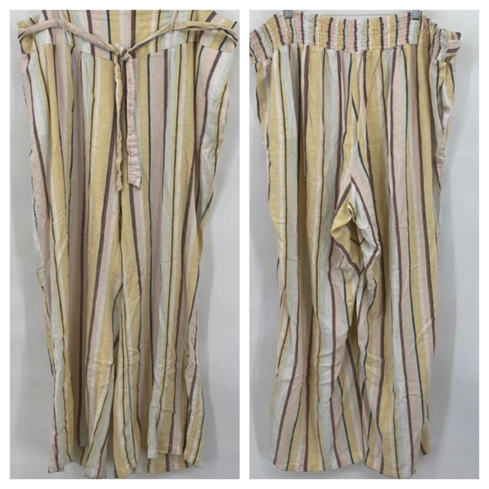 Cest 1946 Linen Blend Wide Leg Pants Striped Boho Casual Plus Size 22/24W